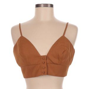Shein Sz M Orange Y2K Spaghetti Strap Crop Top Sweetheart V Neck Button Solid